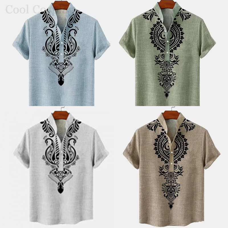 Ethnic Fashion Men - قميص هينلي رجالي بتصميم عتيق، قميص