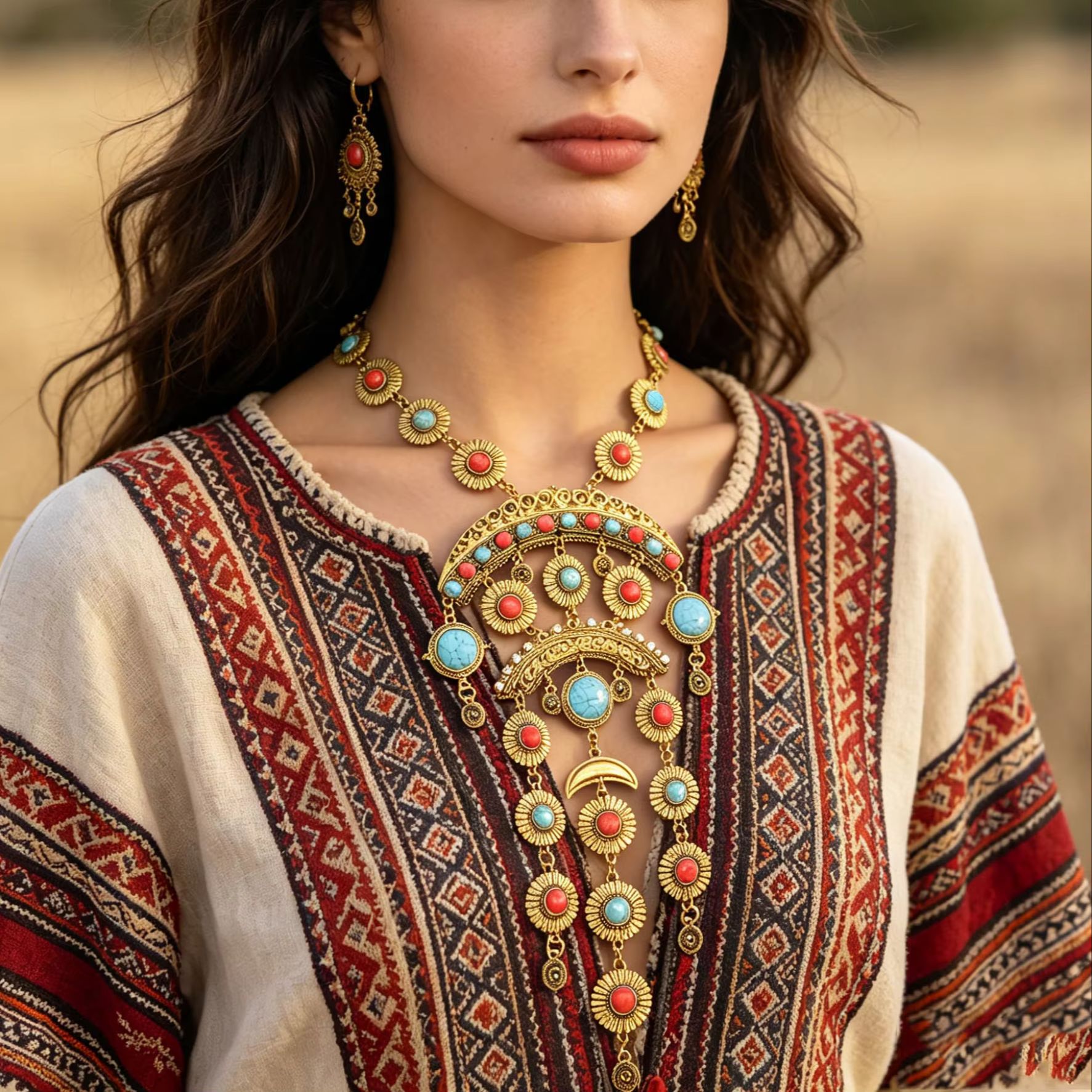Ethnic Fashion Shoot - قلادة عتيقة الطراز على الطراز الصيني