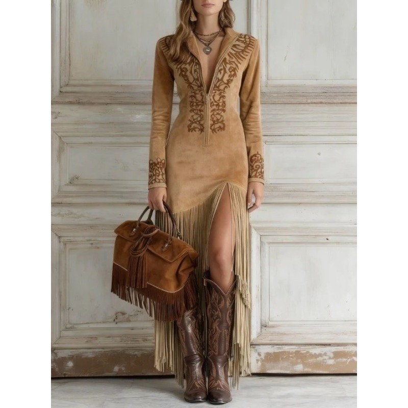 فستان نسائي خريفي بتصميم عرقي  - مراجعة Ethnic Chic Fashion وسعره
