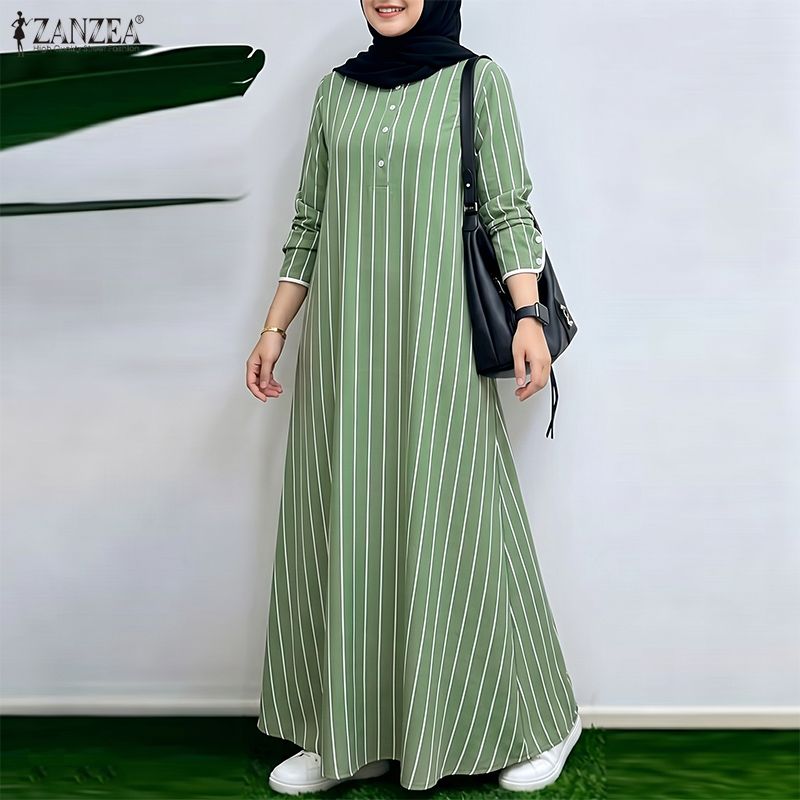 فستان ماكسي مخطط محتشم للمسلما - مراجعة Abaya Modest Wear وسعره