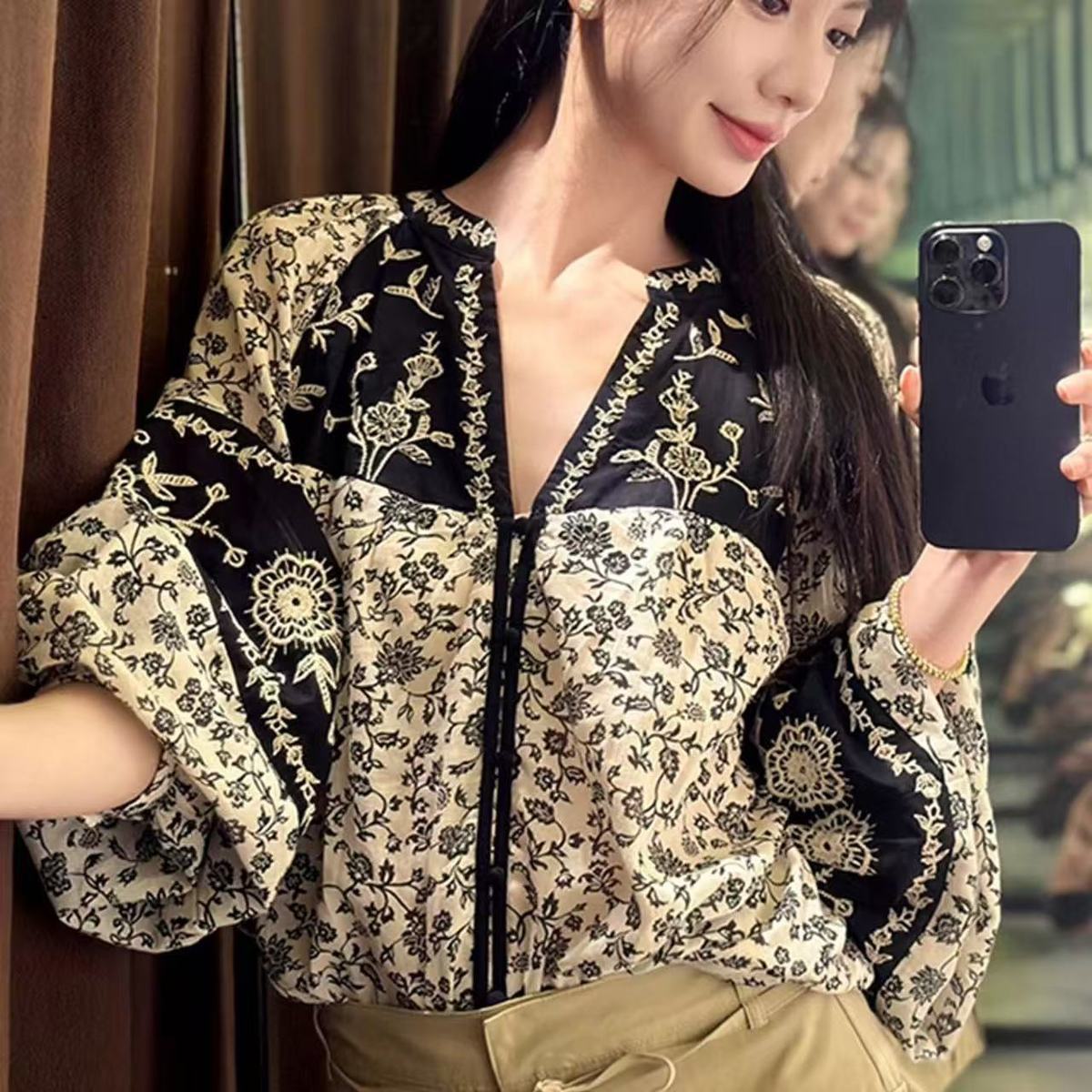 قميص نسائي أنيق بطباعة عرقية ل - مراجعة Ethnic Chic Fashion وسعره