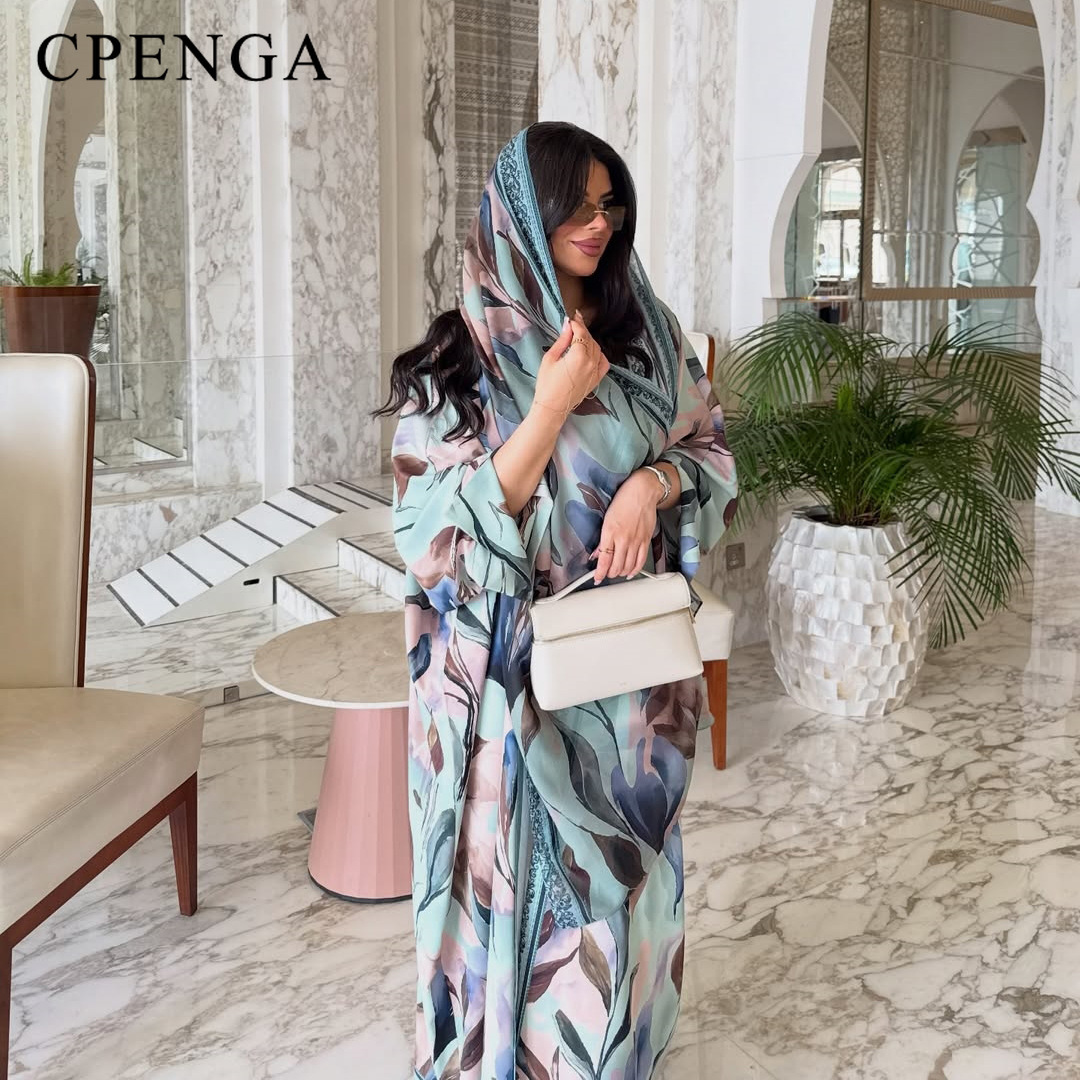 عباءة دبي فاخرة بطباعة زهور، ف - مراجعة Abaya Modest Wear وسعره