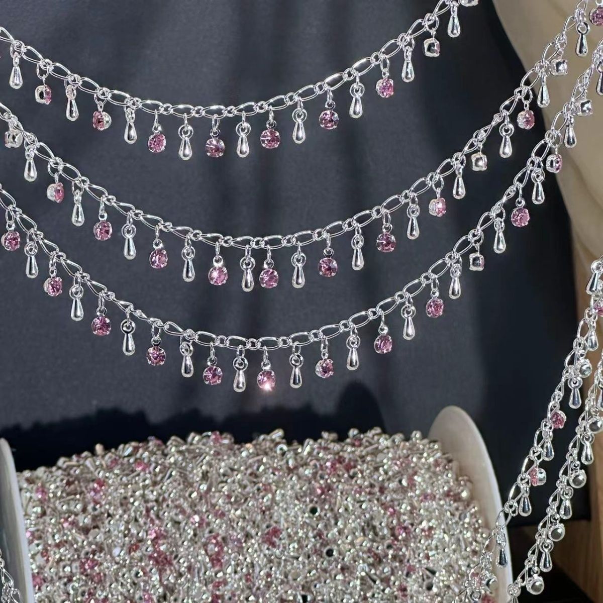 رائعة حجر الراين دمعة سلسلة ار - مراجعة Ethnic Fashion Accessories وسعره
