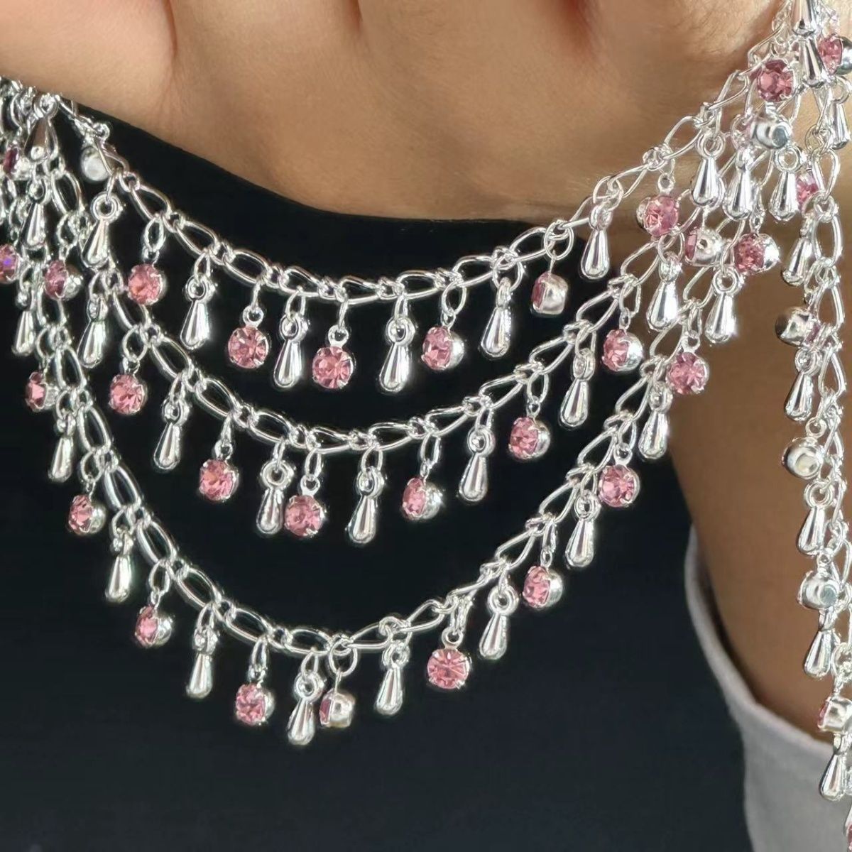 رائعة حجر الراين دمعة سلسلة ار - مراجعة Ethnic Fashion Accessories وسعره